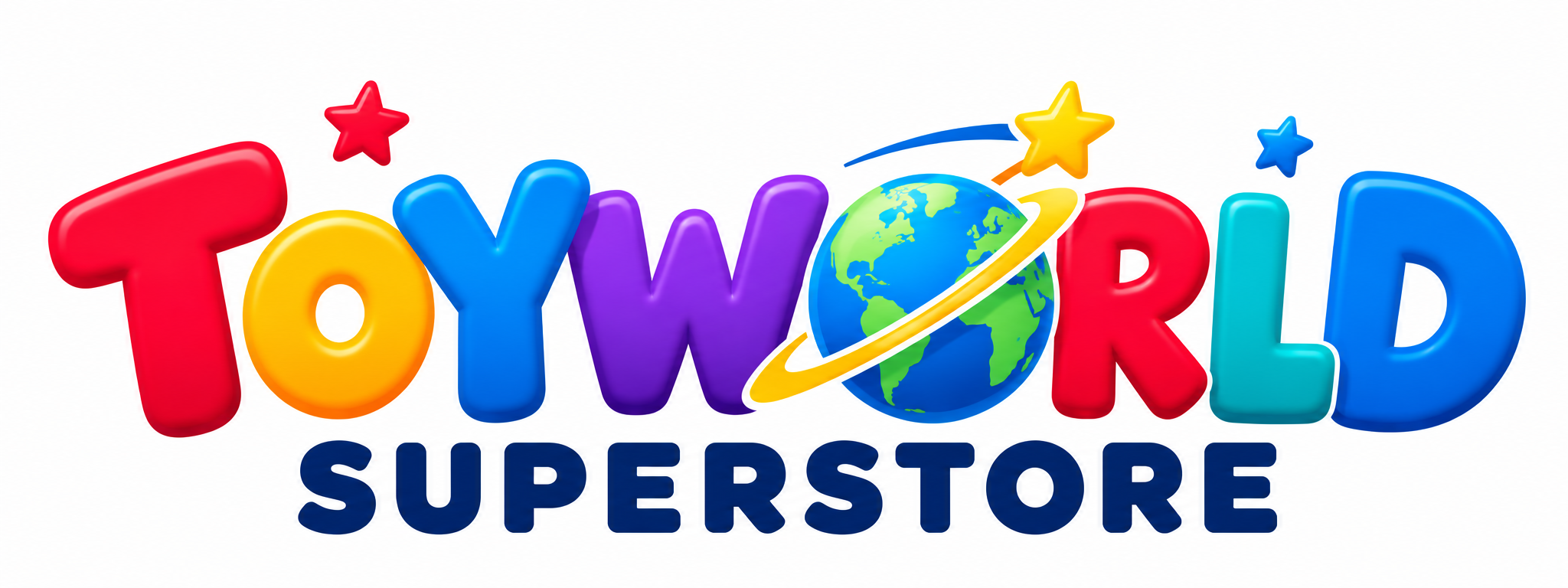 Toyworld Superstore colourful planet logo