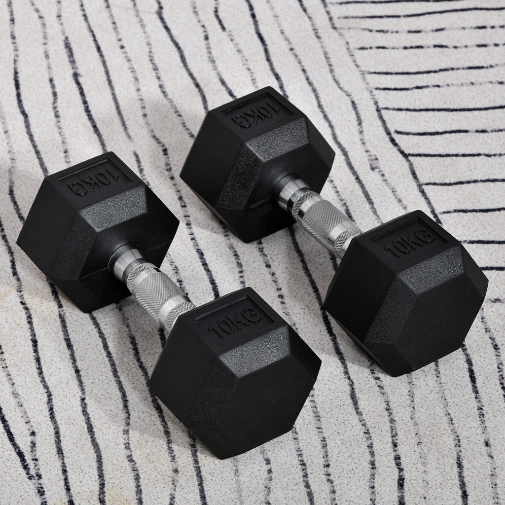 Hexagonal Dumbbells Kit Weight Lifting Exercise for Home Fitness 2x10kg