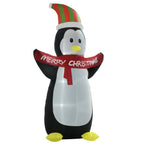 8ft Inflatable Penguin & Christmas Banner Decoration Inner LED Lights