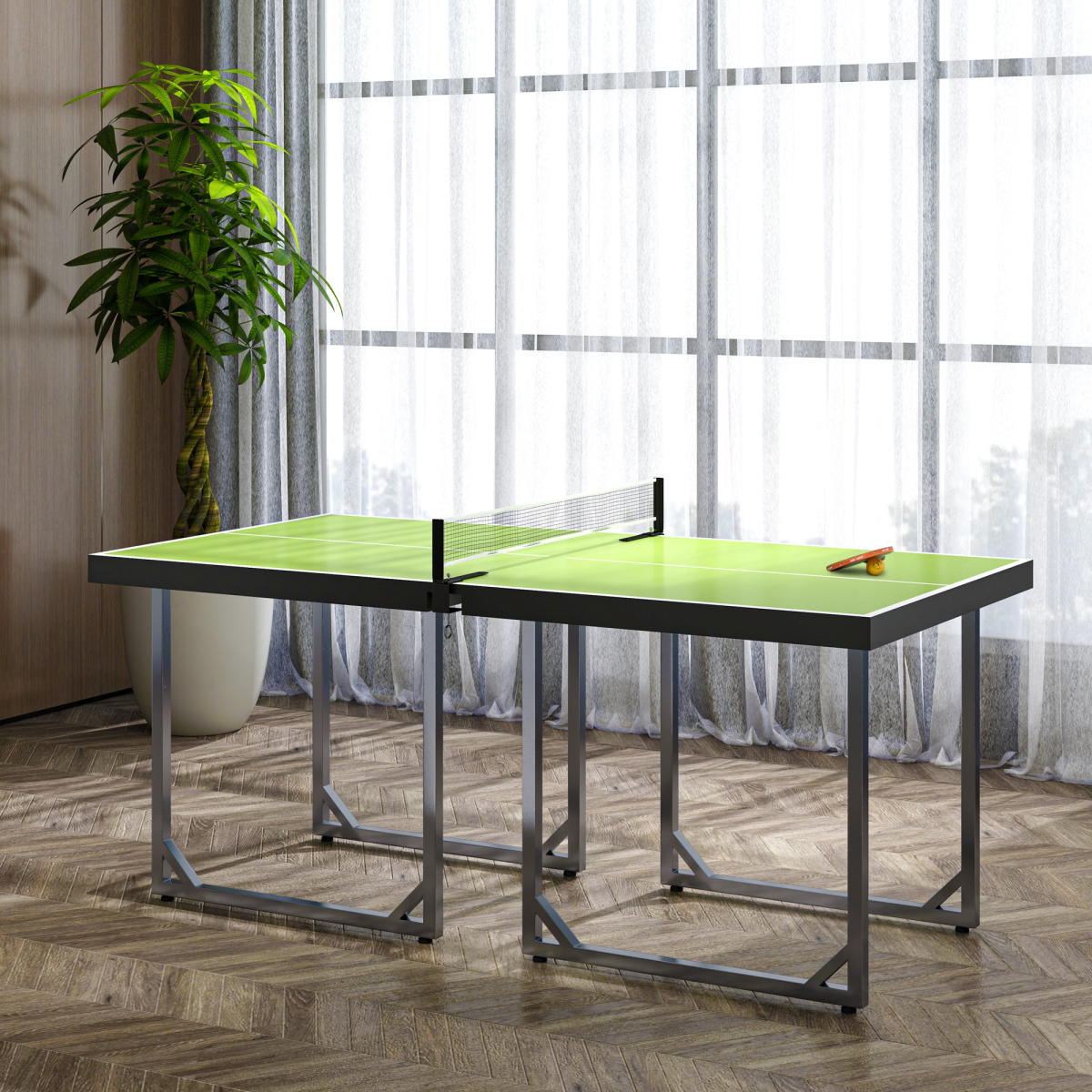 HOMCOM Folding Table Tennis Table with Net – 182cm, Green