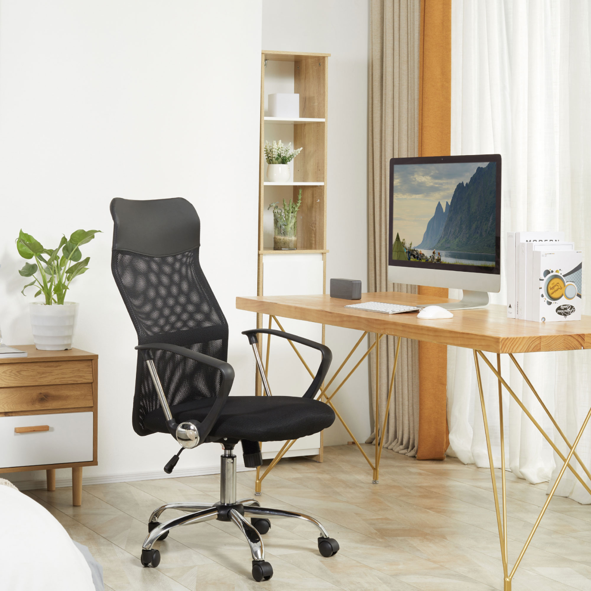 Executive Office Chair High Back Mesh Chair Seat Office Desk Chairs, Black