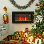 1000W Wall Mounted Tempered Glass Electric Fireplace Heater Black