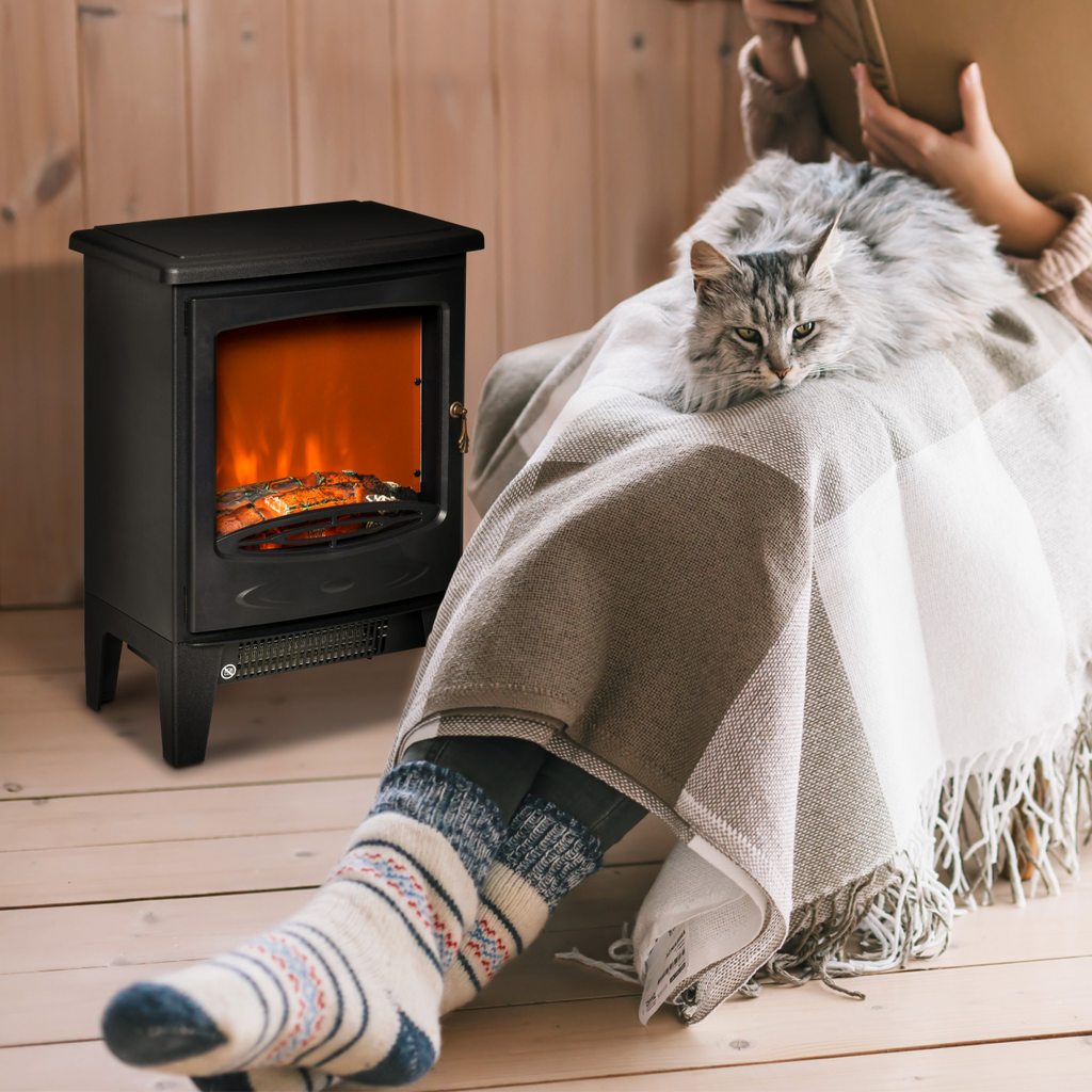 Electric Fireplace Stove Heater Flame Effect, Overheat Safety Protection