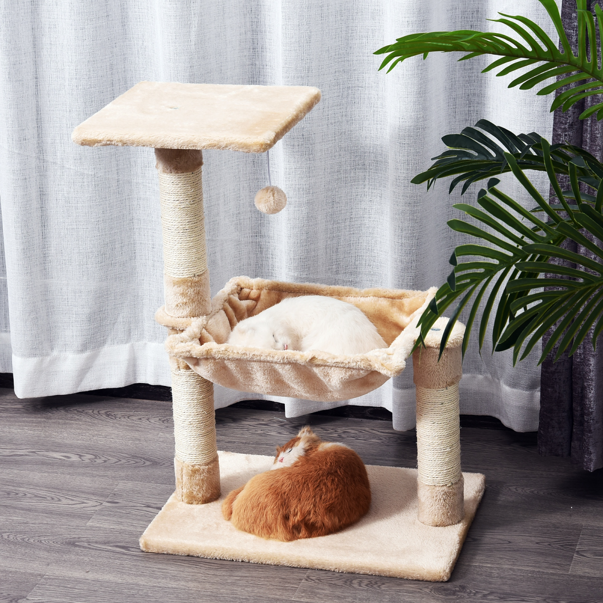 Cat Activity Tree Kitten Play Tower Palace Two-Tier with Sisal Scratching Post