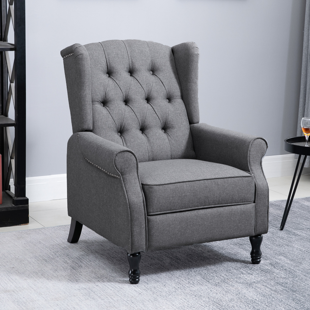 Recliner Armchair for Living Room Fabric Reclining Chair w/ Footrest Light Grey
