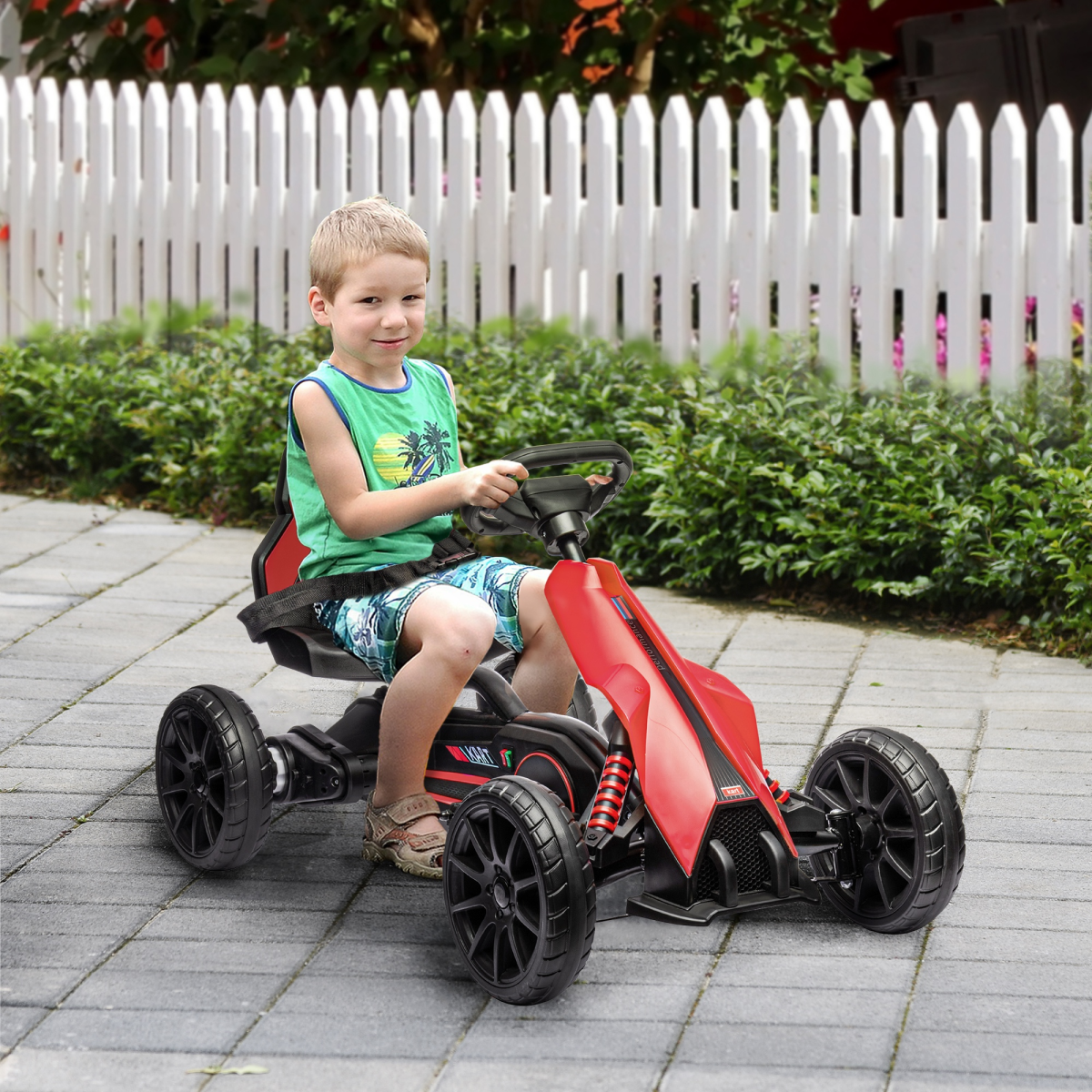 12V Electric Go Kart with Forward Reversing 2 Speeds for 3-8 Yrs - Red