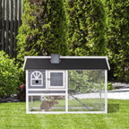 Rabbit Hutch Wood Bunny Cage for Outdoor Indoor with Pull Out Tray Run Box Ramp