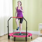 40" Foldable Mini Fitness Trampoline with Foam Handle, Pink