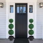 PE Set of 2 Artificial Boxwood Three Balls Topiary Plant Tree's Green