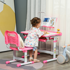 Kids Study Desk and Chair Set with Adjustable Height, Storage Drawer - Pink