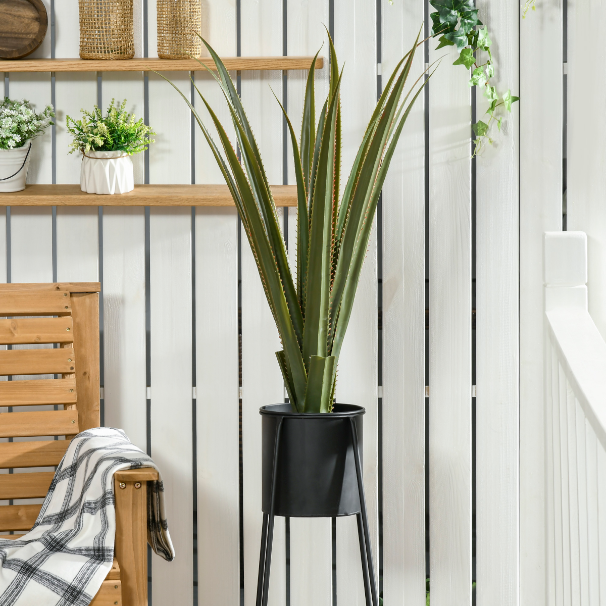 Potted Artificial Plants Agave Succulent for Desk Indoor Outdoor, 90cm
