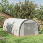 6 x 3(m) Upgraded Polytunnel Greenhouse w/ Mesh Door & Windows, 15 Plant Labels
