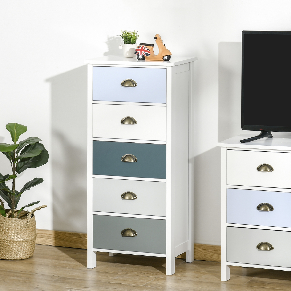 Chest of Drawers, 5-Drawer Dresser with Metal Handle