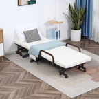Folding Bed with Mattress & Wheels, Adjustable Backrest, Brown