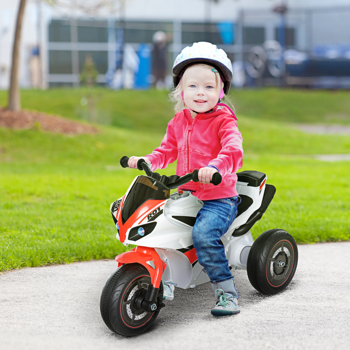 Kids Ride-On Police Bike 3-Wheel Vehicle with Music Lights 18-36 Mths