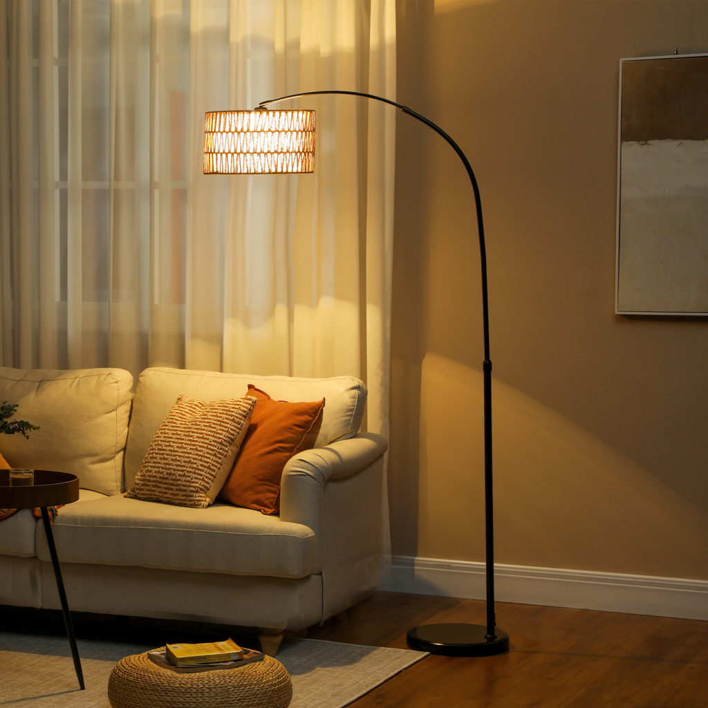 Floor Lamp for Living Room, Standing Lamp with Foot Switch, Black