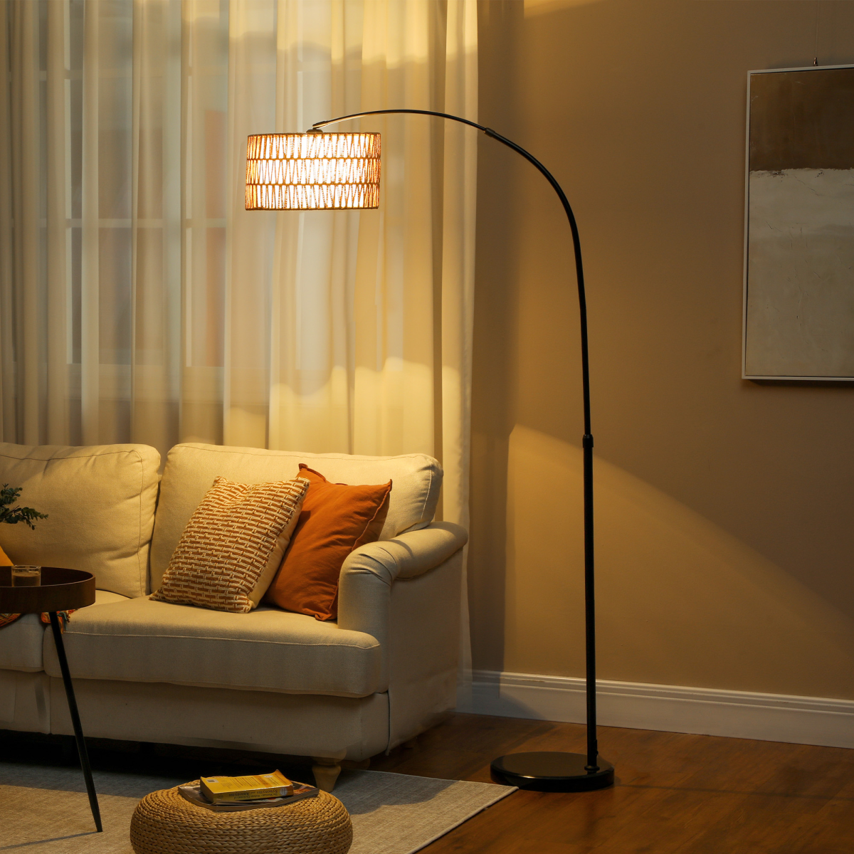 Floor Lamp for Living Room, Standing Lamp with Foot Switch, Black