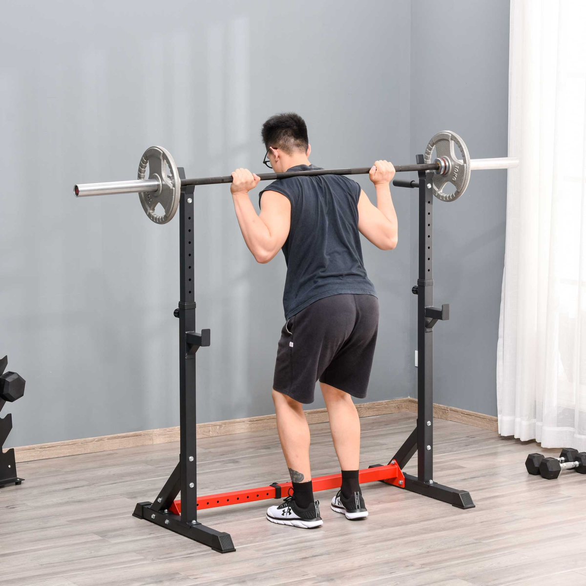 Barbell Rack Squat Dip Stand Weight Lifting Bench Press Home Gym HOMCOM
