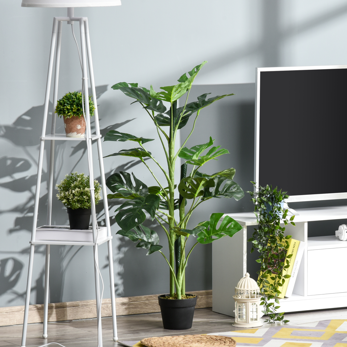 Artificial Monstera Tree 21 Leaves Palm Tree for Indoor Outdoor 1m