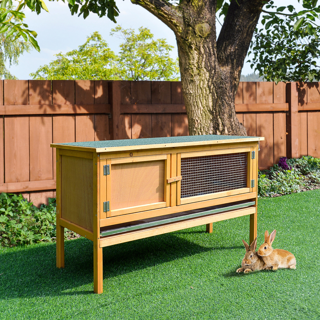 Wooden Rabbit Hutch Bunny Cage Outdoor Small Animal House with Hinged Top