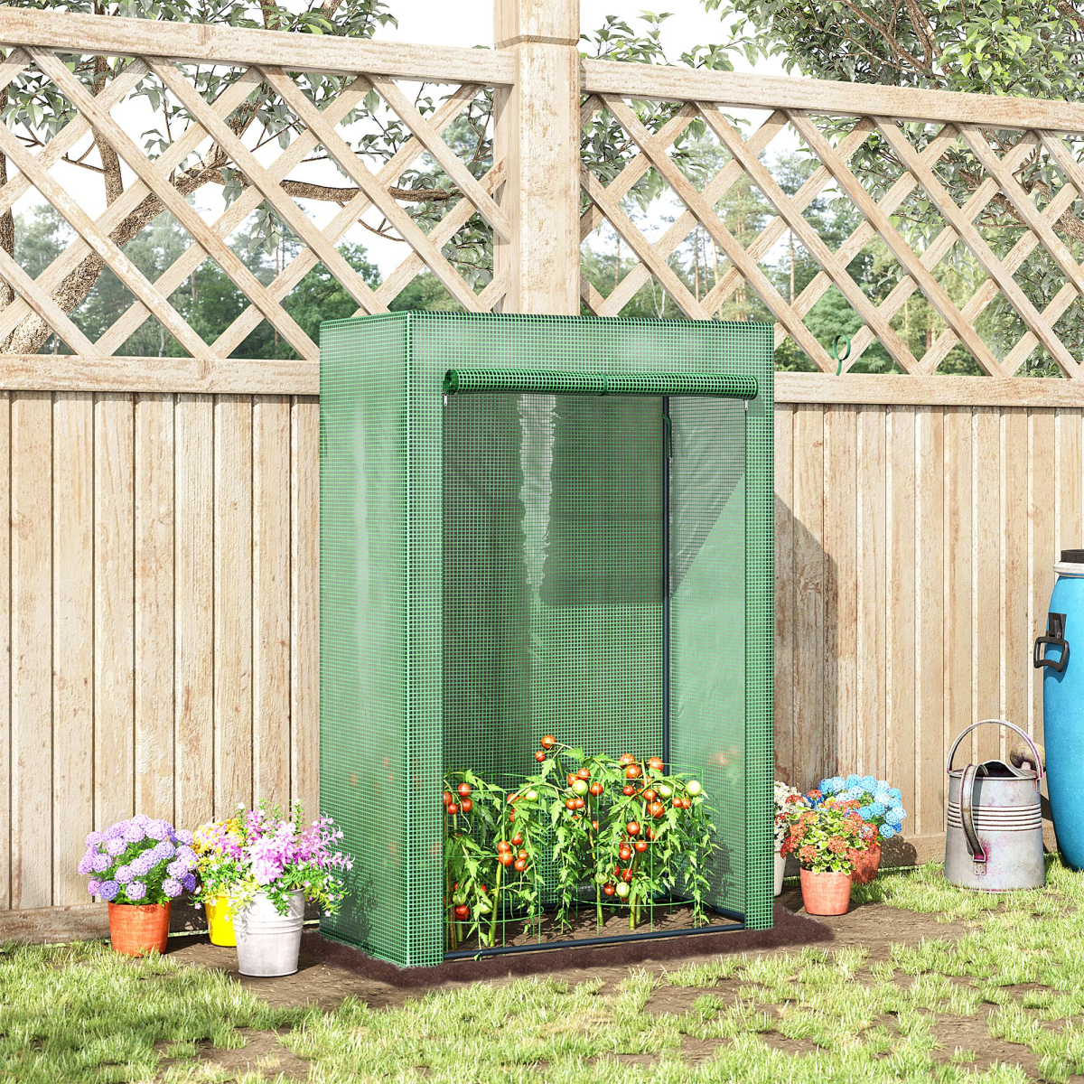 100x50x150cm Greenhouse PE Cover with Zipper Roll-up Door Outdoor, Green