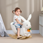 Kids Rabbit-Shaped Rocking Horse with Realistic Sounds Safety Belt White