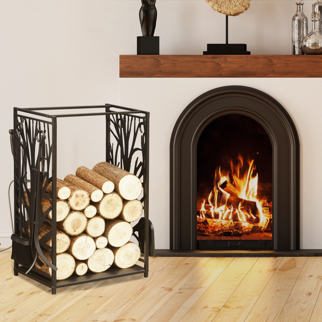 Heavy Duty Firewood Wood Log Rack Fireplace Wood Stacker Storage with 4 Tools