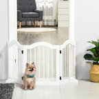 Three-Panel Freestanding Wooden Dog Gate with Support Feet