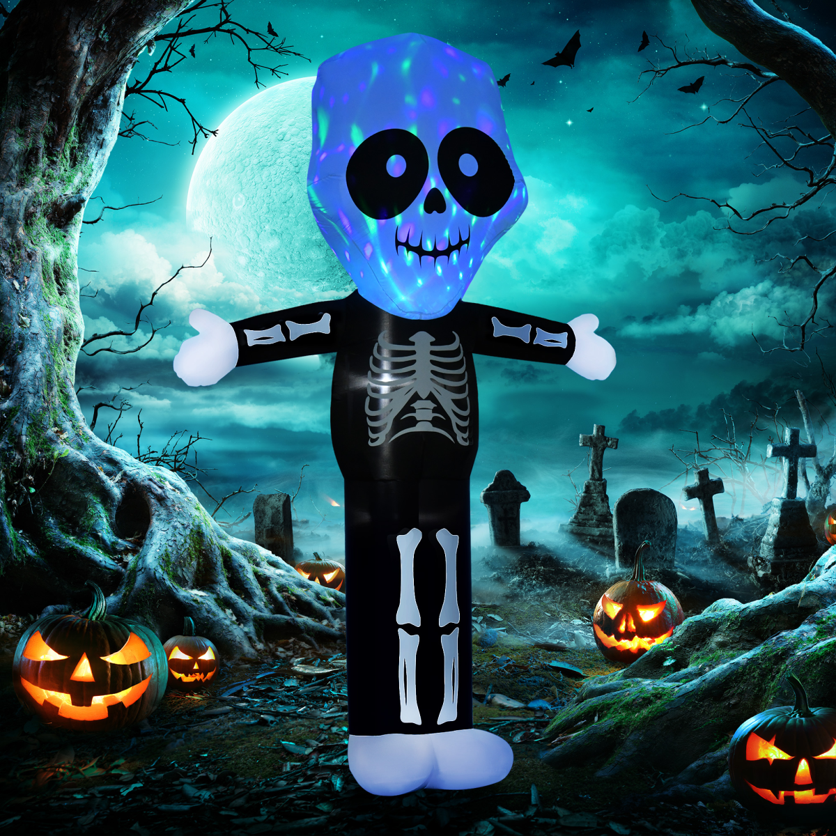 LED Inflatable Halloween Skeleton Ghost — 3m