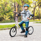 90-96cm Kids Kick Scooter Adjustable Handlebar Inflatable Wheels White