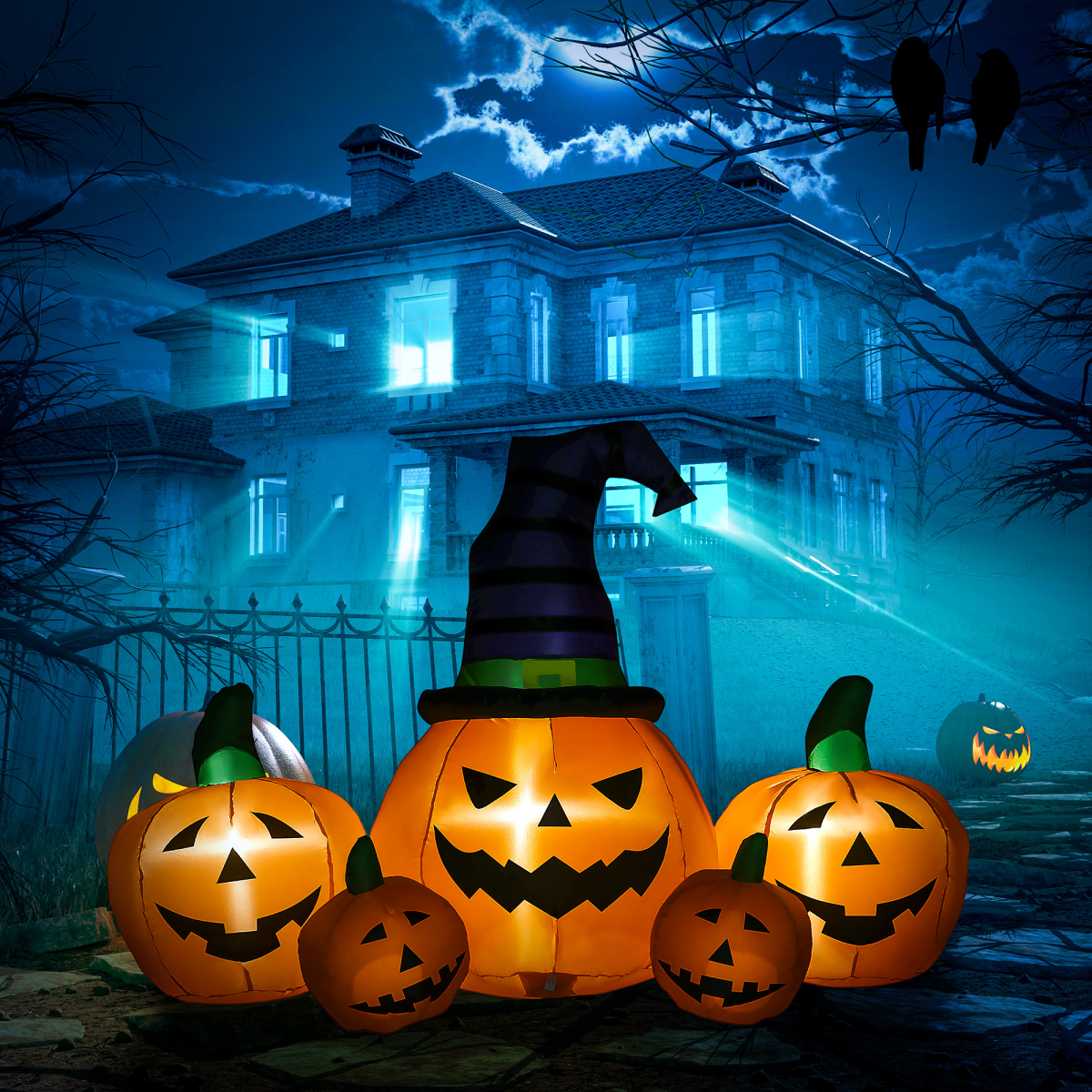 LED Inflatable Halloween Pumpkin Hat Display — 6ft