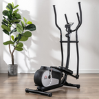 Elliptical Cross Trainer with Adjustable Resistance, LCD Monitor, Wheels