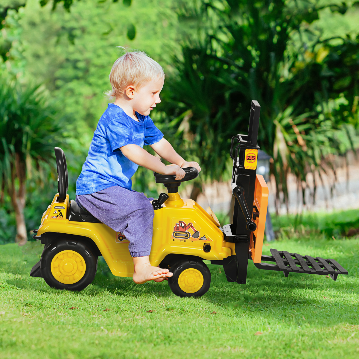 Kids Ride on Forklift Truck with Fork Tray, Under Seat Storage, Backrest