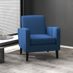 Modern Armchair Accent Chair with Rubber Wood Legs for Bedroom Blue