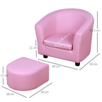 Kids Mini Sofa Children Armchair with Ottoman for Bedroom Playroom Pink