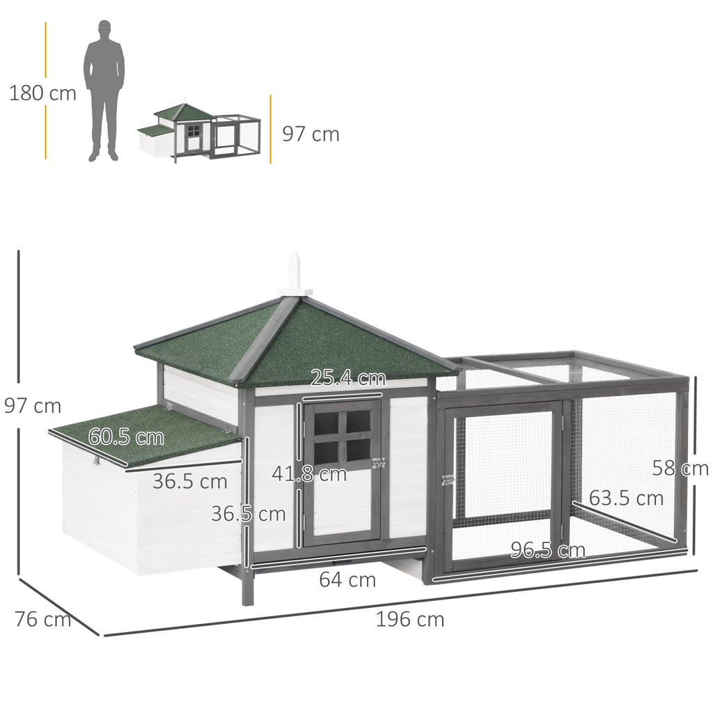 Chicken Coop Small Animal Pet Cage with Nesting Box Outdoor Run Backyard Wooden