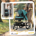 PawHut 3 Wheel Pet Stroller, for Medium Small Dogs, Foldable Cat Pram - Green