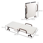 Folding Bed with Mattress & Wheels, Adjustable Backrest, Brown