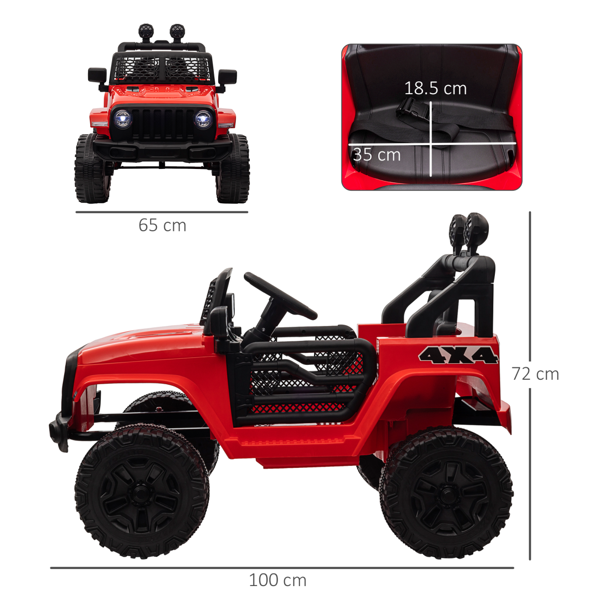 12V Kids Electric Ride On Car Truck Off-road Toy with Remote Control Red