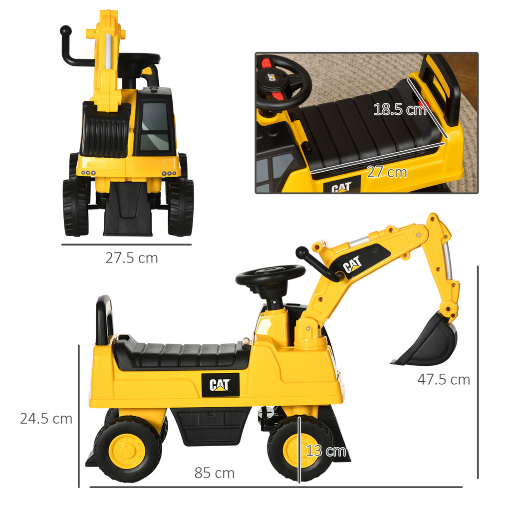 CAT Licensed Kids Construction Ride-On Digger with Shovel, for 1-3 Years