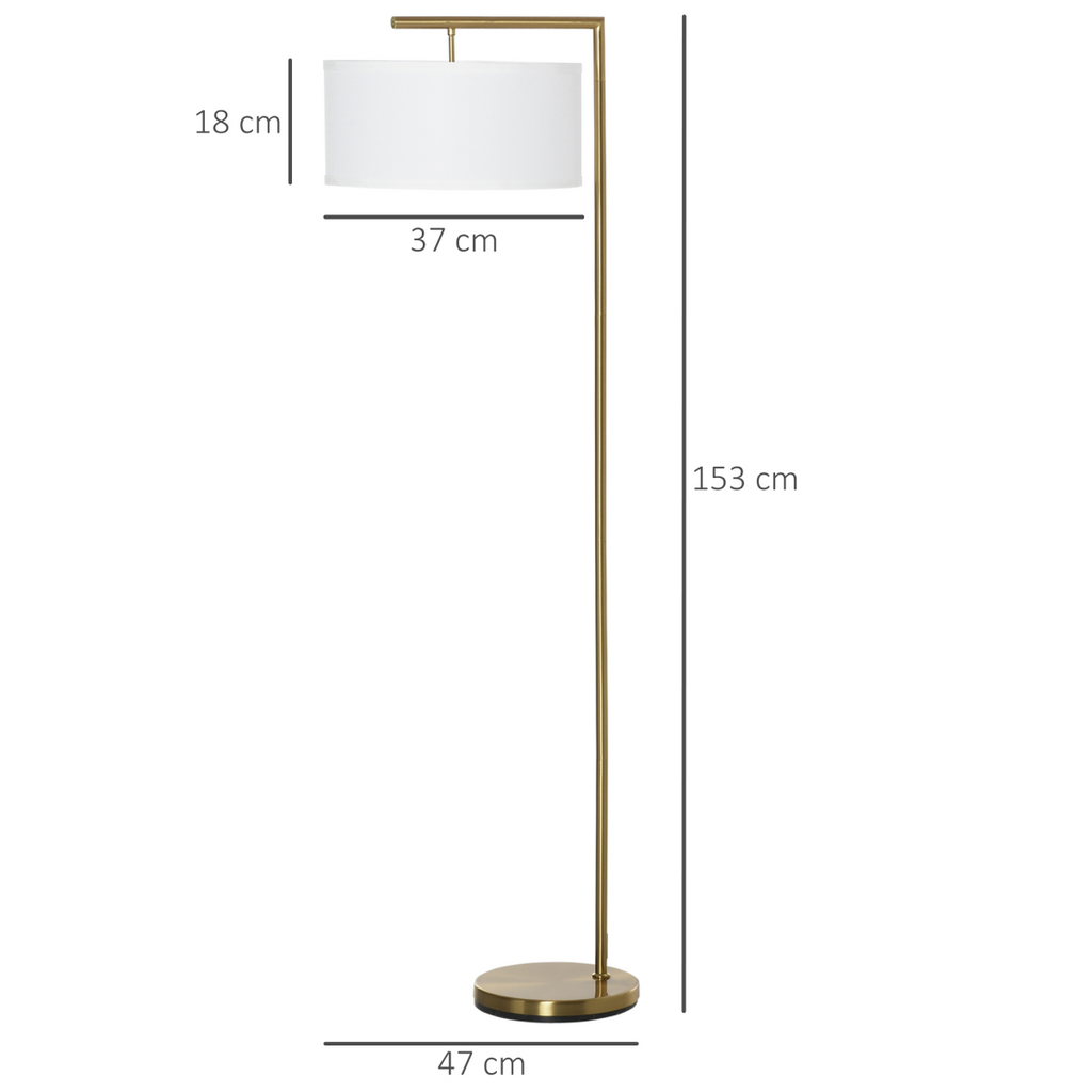 Floor Lamp with Linen Lampshade Round Base for Living Room Bedroom