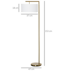 Floor Lamp with Linen Lampshade Round Base for Living Room Bedroom