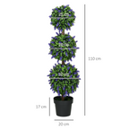 Set of 2 Potted Artificial Plants Ball Tree with Lavender Flowers, 110cm