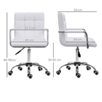 Mid Back PU Leather Home Office Chair Swivel Desk Chair with Arm, Wheel, White