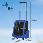 Pet Travel Backpack Bag Cat Puppy Dog Carrier with Trolley and Telescopic Wheel