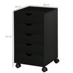 Mobile Vertical Filing Cabinet with 5 Drawers for Home Office, Black
