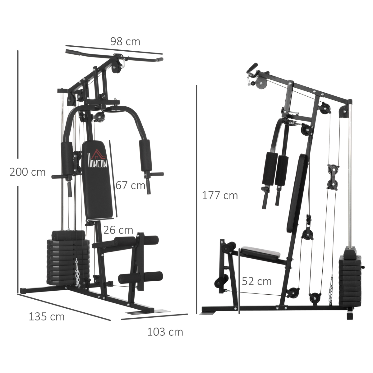 Multifunction Home Gym Machine with 45kg Weights for Full Body Workout HOMCOM