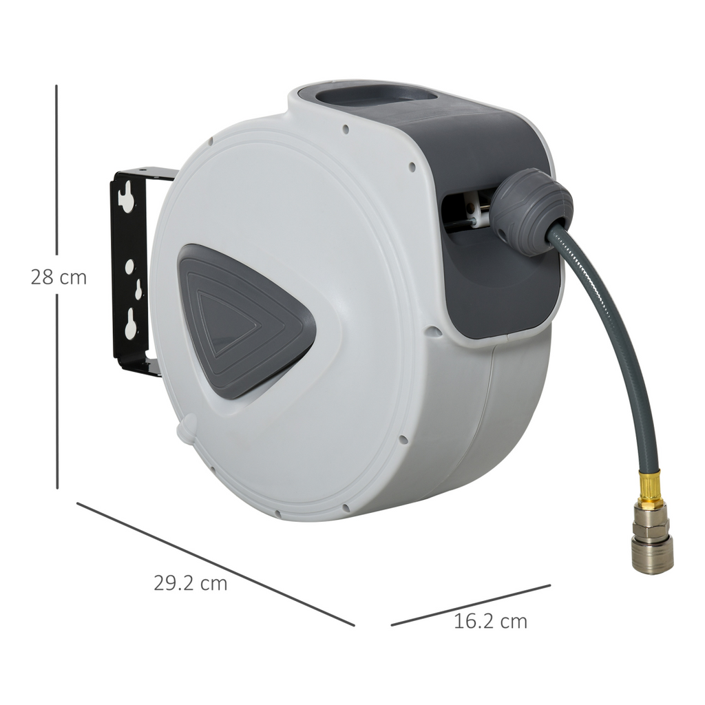 Retractable Air Hose Reel 10m+90cm Hose Diameter 3/8" 9.5mm Hose Connector 1/4"