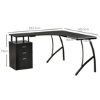 L-Shaped Corner PC Desk Table w/ Drawer Home Office Workstation, Black HOMCOM