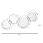Metal Wall Art Decorative Mirror Decor Modern Wall Sculpture, Silver